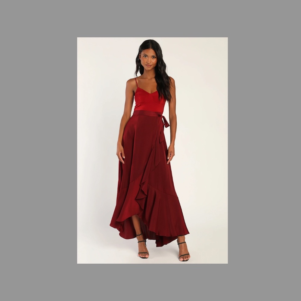 LULUS Color Block Satin Red Dress (NWT)